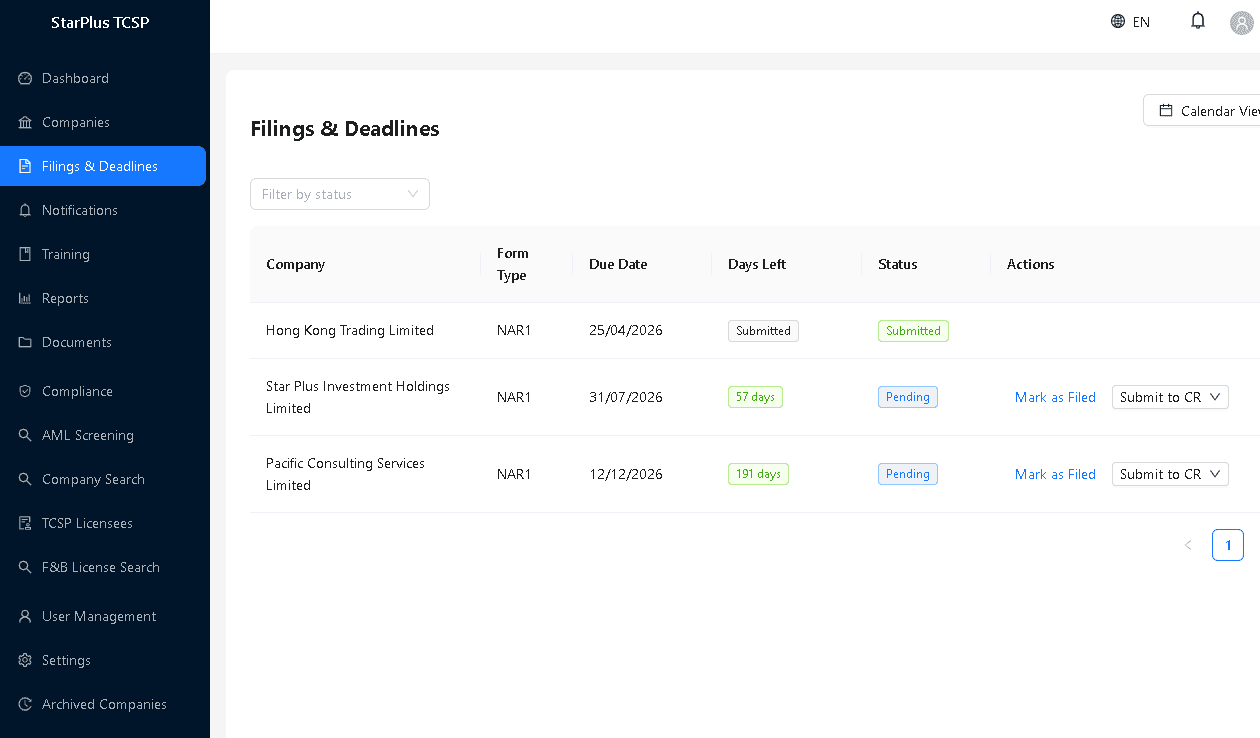 CR Management — Screenshot 2